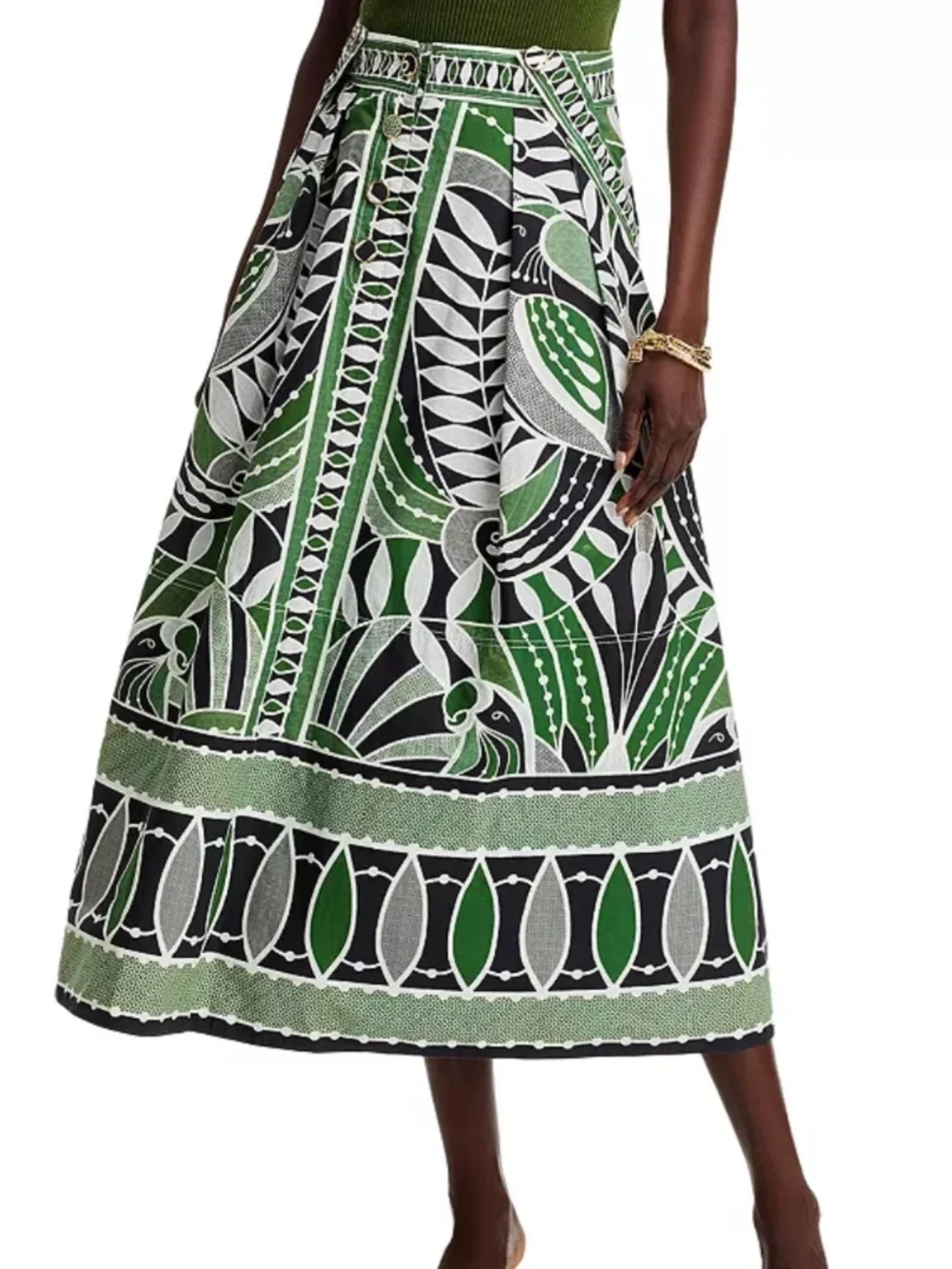 FARM Rio Lace Nature Leaf Print Skirt, Medium, Leaf Print - Picture 2 of 9